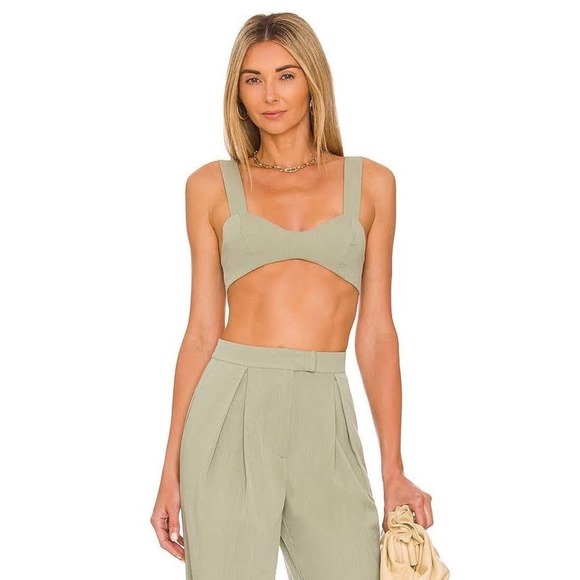 Lovers and Friends Roxanne Crop Top in Fern Green - Picture 1 of 8